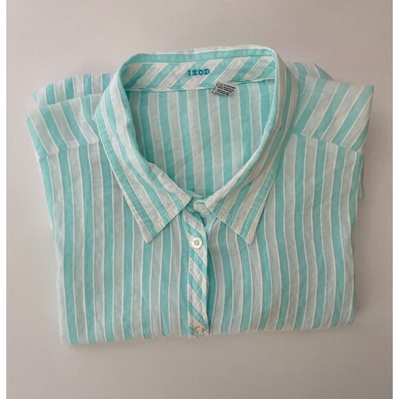 Izod Womens Button Down Shirt Striped 3/4 Cuffed Sleeves Size 2X - Picture 6 of 11